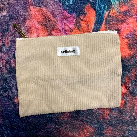 💜 Vella Box Tan Corduroy Cosmetic Bag - Picture 1 of 6